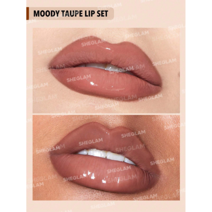 Sheglam Soft 90’s Glam Lip Liner And Lip Duo Set-Moody Taupe.