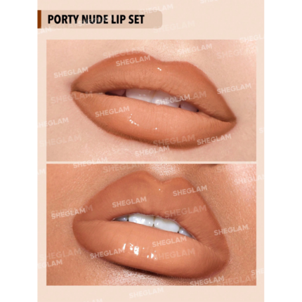 Sheglam Soft 90’s Glam Lip Liner And Lip Duo Set-Pouty Nude.