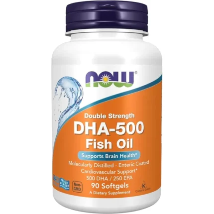 NOW Supplements, DHA-500 with 250 EPA, Molecularly Distilled, Supports Brain Health*, 90 Softgels