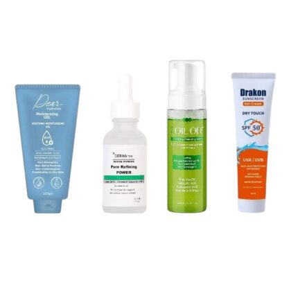 OILY SKIN ROUTEN ( The Oil Off Cleansing Foam + Dear Gel 200gm + Drakon Sunscreen Gel + Derma 10 Niacinamide )
