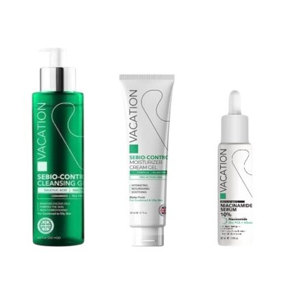 Vacation Oily Routine ( Cleansing Gel 200ml + Moisturizer Gel 60ml + Niacinamide 10% Serum )