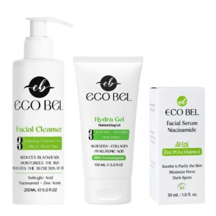 Ecobel Skin Routine ( Cleanser + Hydra Gel Moisturizer + Niacinamide Serum 5% 30ml )