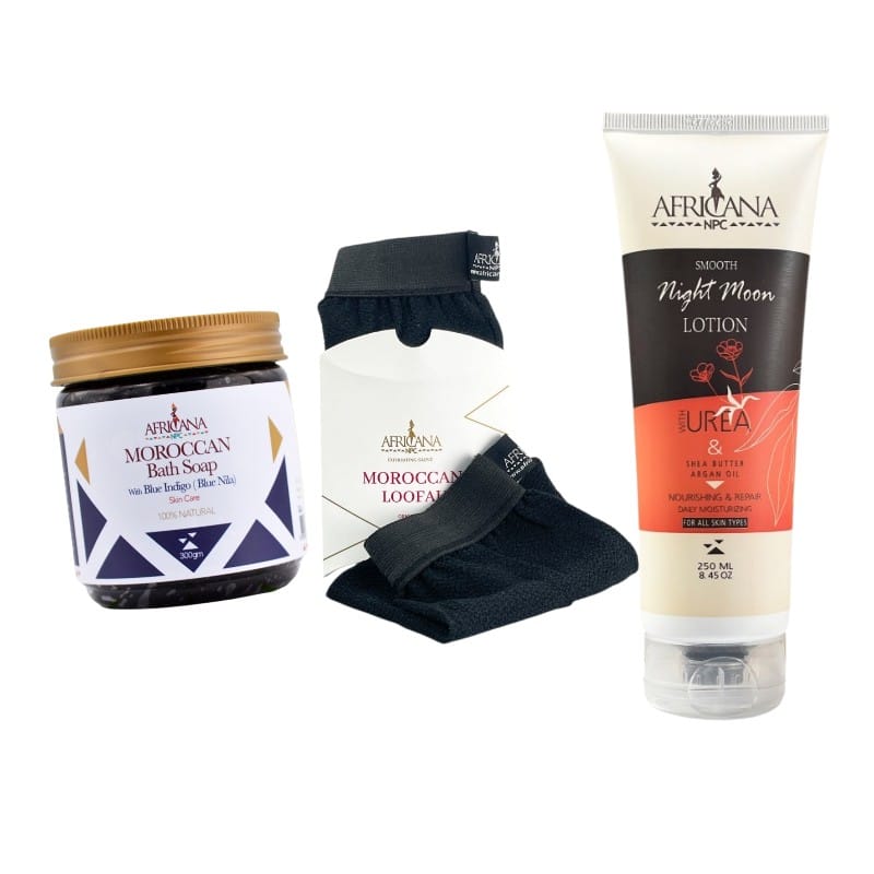 Africana Offer ( Blue Indigo + Loofah + Lotion Night Moon ) Africana Offer ( Blue Indigo + Loofah + Lotion Night Moon )