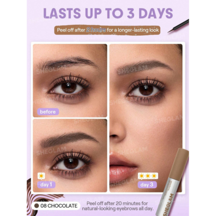 Sheglam Tint Lock Tattoo Peel Off Brow Gel-Chocolate.